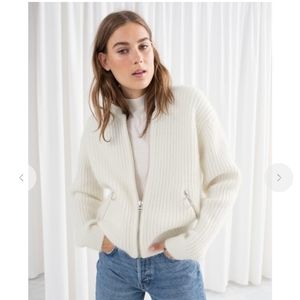 & Other Stories Cream Ribbed Cardigan